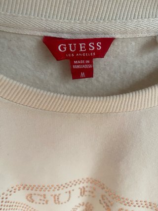 Sudadera Guess Beige, Talla S con Detalles Dorados