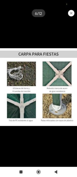 Carpa desmontable jardín poliéster verde