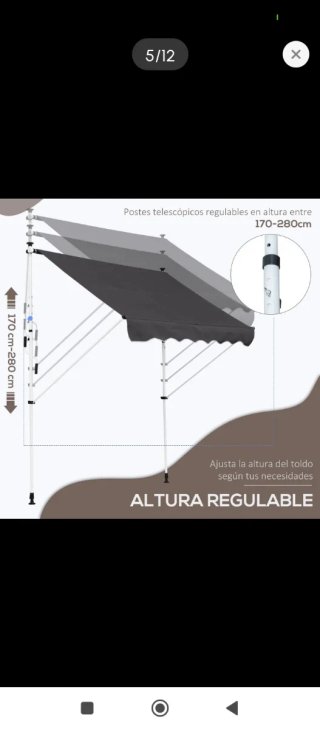 Toldo retráctil gris para jardín