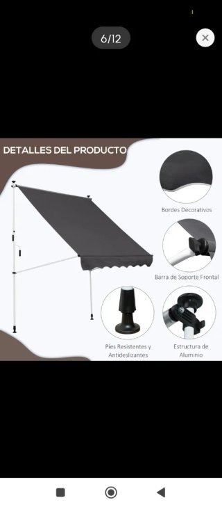 Toldo retráctil gris para jardín