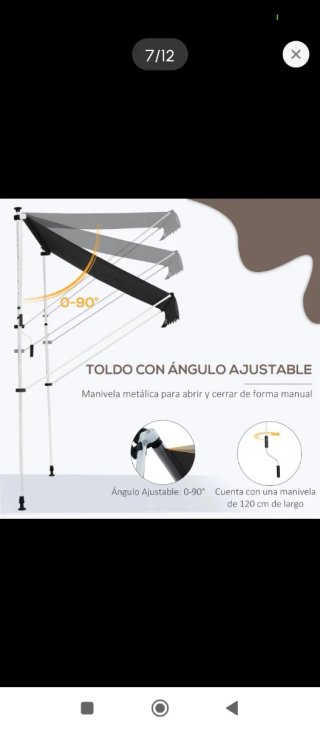 Toldo retráctil gris para jardín