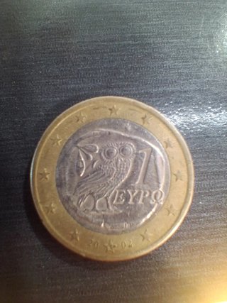 Moneda 1 Euro Grecia Búho 2002