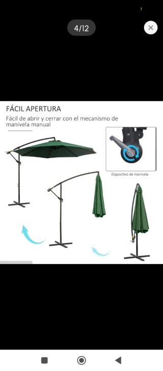 Sombrilla de jardín verde y negra