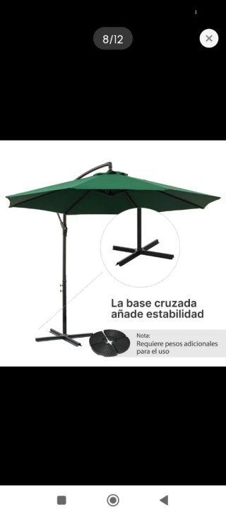 Sombrilla de jardín verde y negra