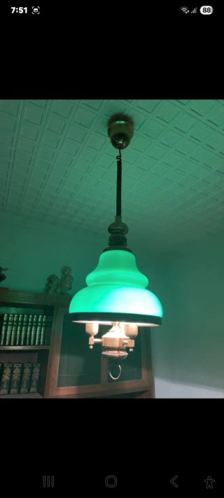 Lámpara colgante vintage cristal verde regulable