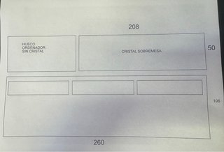 Mostrador comercial 260 cm con vitrina de cristal