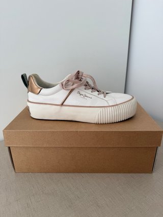 Zapatillas Pepe Jeans Mujer Blancas y Doradas