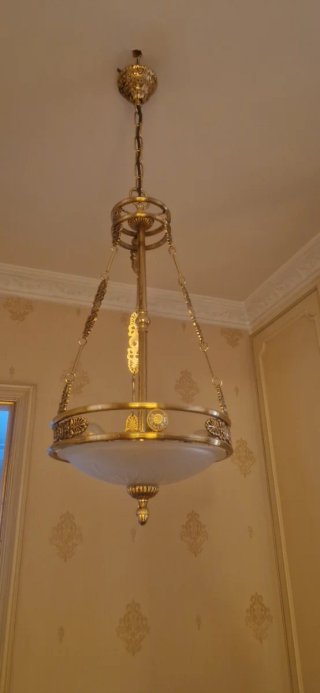 Lampadario ottone e vetro