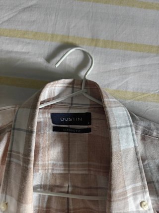 Camisa Dustin manga corta cuadros beige