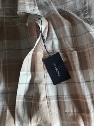 Camisa Dustin manga corta cuadros beige