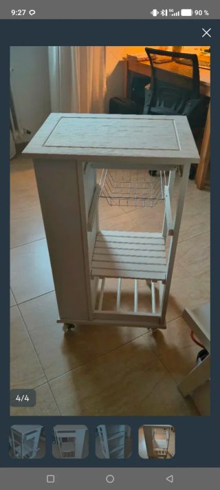 Carrito auxiliar blanco con cesta