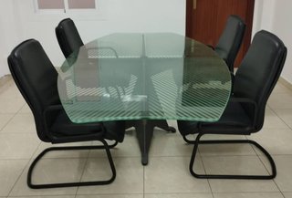 Mesa cristal y acero 2,55m x 1,30m