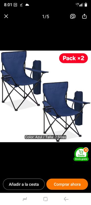 Pack 2 Sillas Plegables negro