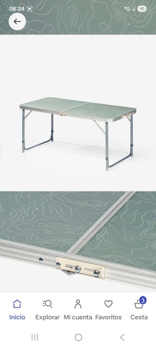 Mesa plegable camping Decathlon regulable