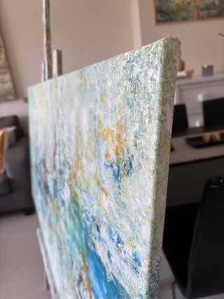 Cuadro abstracto pintado a mano. 70 x 140 x 1,5cm