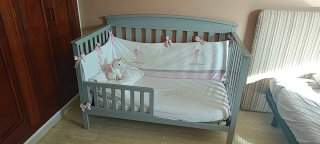 Cuna ecolutiva infantil gris de madera