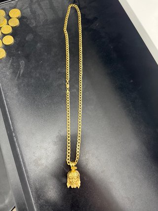 Cadena Cubana Dije Jesús Cristo 18k italiano 750