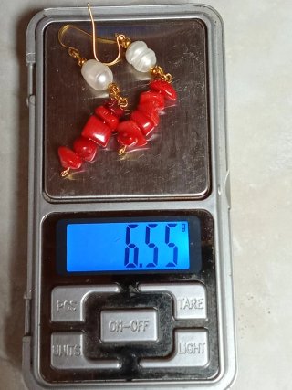 Pendientes Perlas Barrocas y Coral Rojo