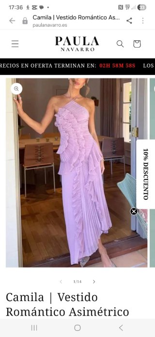 Vestido violeta plisado,talla 40/42,sin estrenar