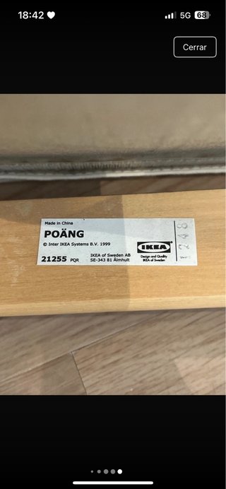 Silla Ikea Poäng Madera y Tela Beige
