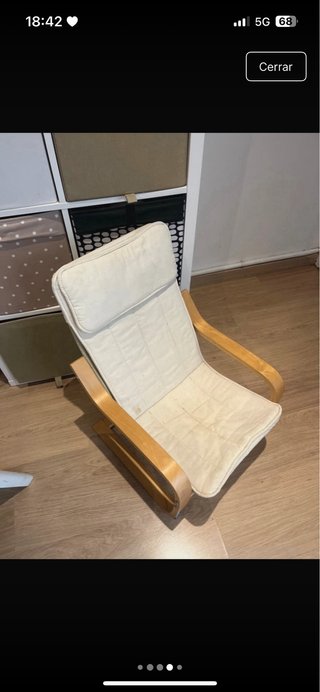 Silla Ikea Poäng Madera y Tela Beige
