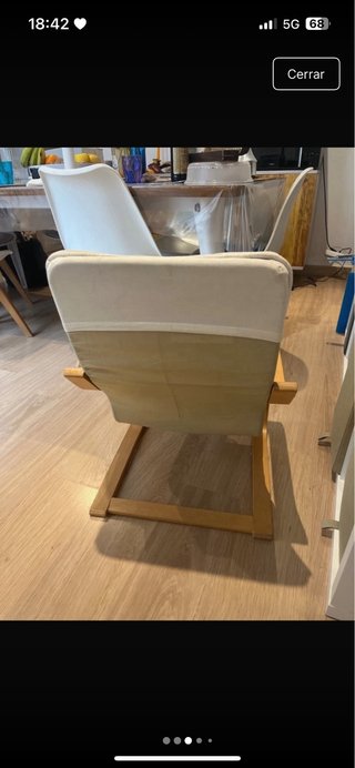 Silla Ikea Poäng Madera y Tela Beige