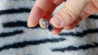 Anillo Plata Zafiro Azul Facetado