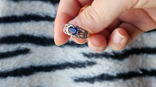 Anillo Plata Zafiro Azul Facetado