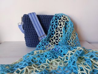 Bolso crochet bandolera azul nuevo