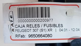 PEUGEOT 307 (S1) XR CAJA RELES / FUSIBLES