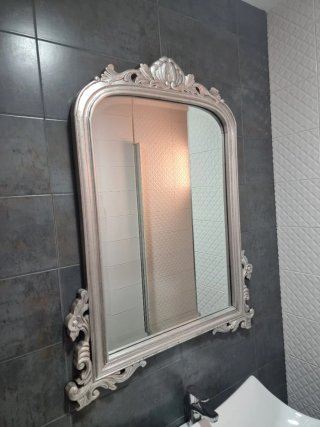 Conjunto Baño Neobarroco Plata Mueble+Lavabo+Espej