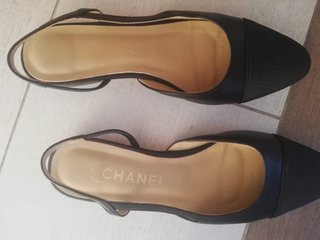 Chanel Zapatos Planos Piel Negro Talla 39.