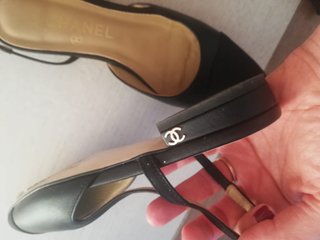Chanel Zapatos Planos Piel Negro Talla 39.