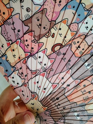 Abanico con gatitos alegres de colores