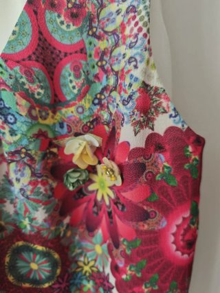 Vestido Desigual Blanco Flores Doble Capa