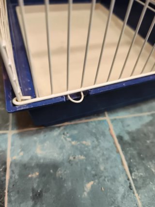 Jaula para pájaros blanca y azul