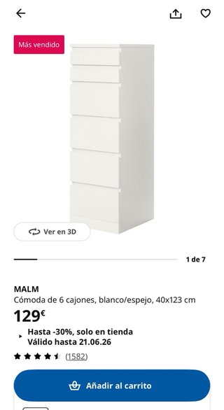 Cómoda Ikea Malm 6 cajones + joyero