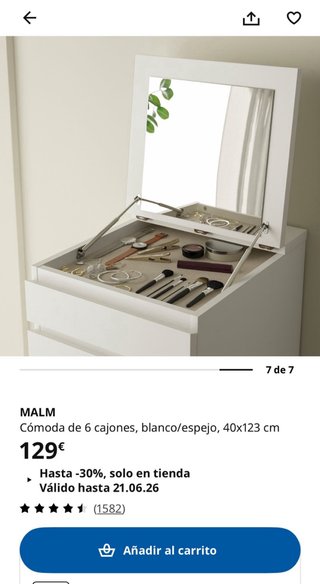 Cómoda Ikea Malm 6 cajones + joyero