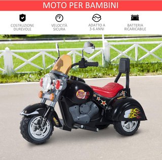 Mini Moto Eléctrica para Niños de 37-72 Meses 3 Ruedas Batería 6V PP Hierro, Velocidad 2.5Km/H, 92×53×67Cm