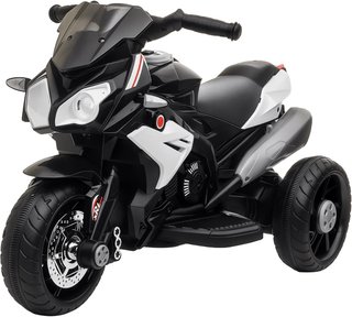 Moto Eléctrica para Niños 3-5 Años Máx. 25Kg Con Luces, Música, Batería 6V Y Velocidad 3Km/H, 86X42X52 Cm, Negro