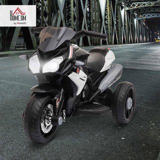 Moto Eléctrica para Niños 3-5 Años Máx. 25Kg Con Luces, Música, Batería 6V Y Velocidad 3Km/H, 86X42X52 Cm, Negro