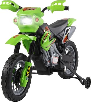 Moto Eléctrica para Niños a Partir de 3 Años, Moto Cross Eléctrica con Ruedas, Batería 6V Velocidad 2.5Km/H, 102 X 53 X 66Cm, Verde