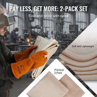 Mantas de Soldadura de 48"x72" Tratadas Térmicamente de Fibra de Vidrio Cubierta de Mat 2 Paquete