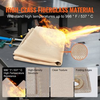 Mantas de Soldadura de 48"x72" Tratadas Térmicamente de Fibra de Vidrio Cubierta de Mat 2 Paquete