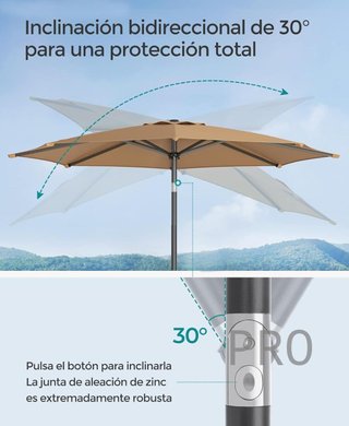 Sombrilla de jardín de 300cm - Songmics