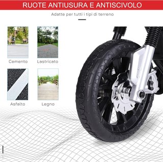 Moto Eléctrica para Niños de 6V con Ruedecillas, Faros y Música, en PP y Metal, 105X52.3X62.3 Cm, Rojo