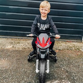 Moto Eléctrica para Niños de 6V con Ruedecillas, Faros y Música, en PP y Metal, 105X52.3X62.3 Cm, Rojo