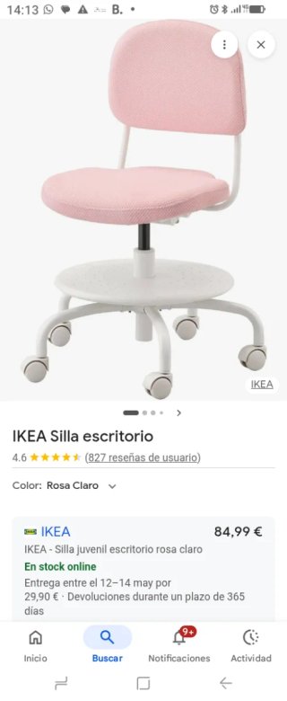 Escritorio y silla infantil rosa y blanco