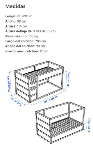 Litera IKEA madera maciza