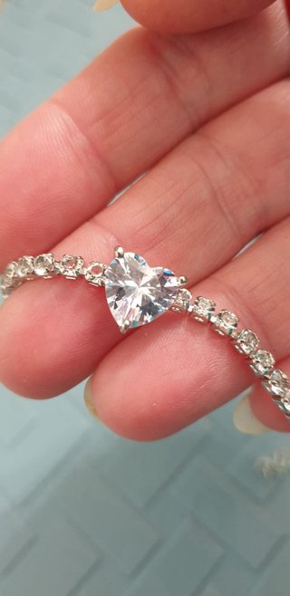 Braccialetto Tennis Cuore placcato Argento